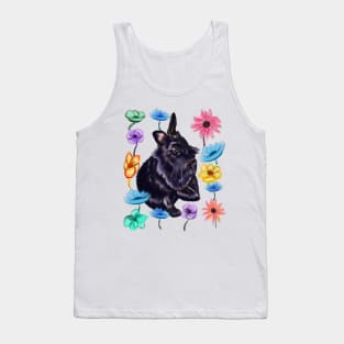 bunny rabbit cute  ebony blue colored coloured lionhead bunny rabbit among watercolor flowers Tank Top